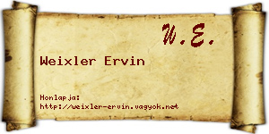 Weixler Ervin névjegykártya